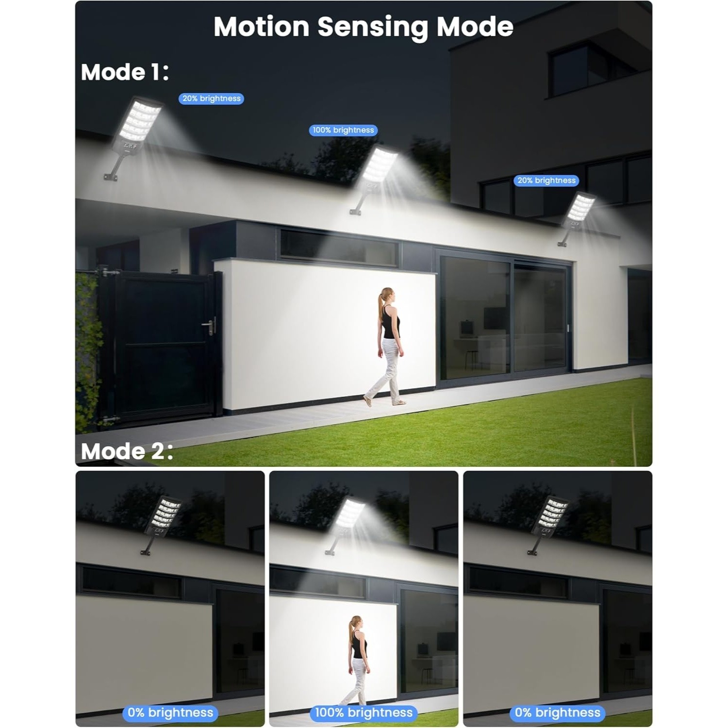 Gefolly Solar Street Light, 6500K LED, Motion Sensor, IP68 Outdoor Lamp