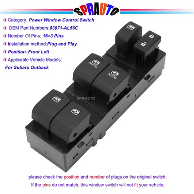 #ad Power Window Switch Front Left 83071 AL56C For Subaru Outback Legacy 2018 19 New $49.90