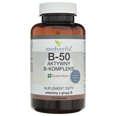 Medverita Vitamin B-50 Aktiver B-Komplex Folat Quatrefolic 120 Kapseln