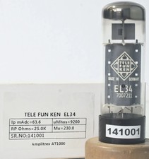 EL34 Telefunken Top Double Ring Getter Made in Germany Amplitrex Tested Qty 1 Pc