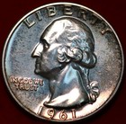 Uncirculated Proof Great Color 1961 Philadelphia Mint Silver Washington Quarter — photo 1