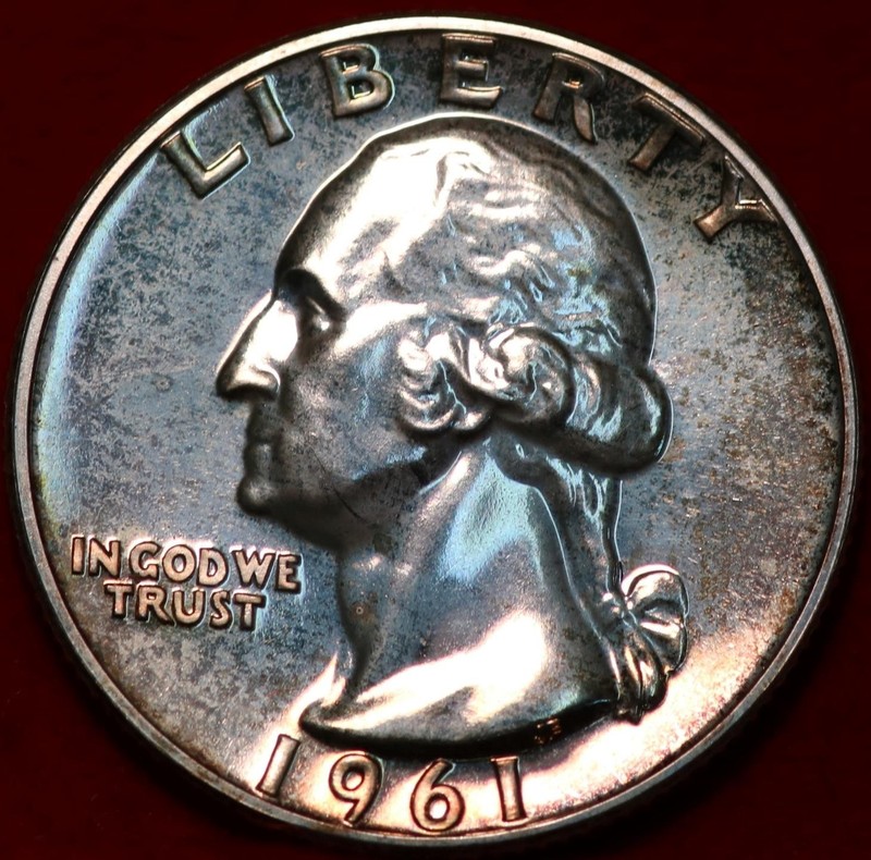 Uncirculated Proof Great Color 1961 Philadelphia Mint Silver Washington Quarter