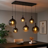 HäNgelampe Pendelleuchte Esszimmerlampe Rauchglas 6-Flammig Rauchglas Schwarz