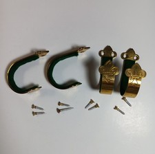 Brass Decorative Gun Hangers with Felt & Fleur-de-lis Emblem Lot of 4
