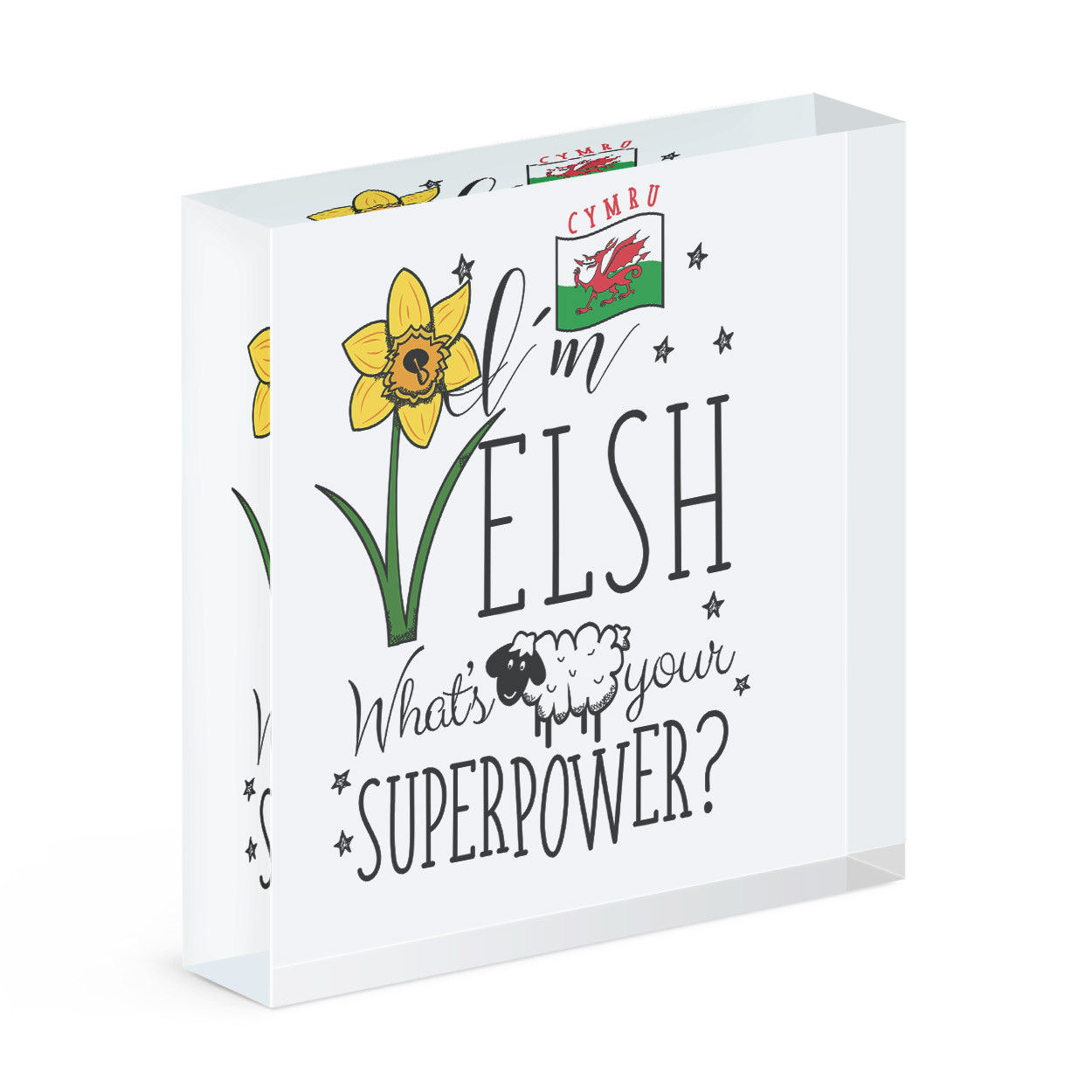 I'm Welsh What's Your Superpower Acrylic Photo Block Frame Wales Flag