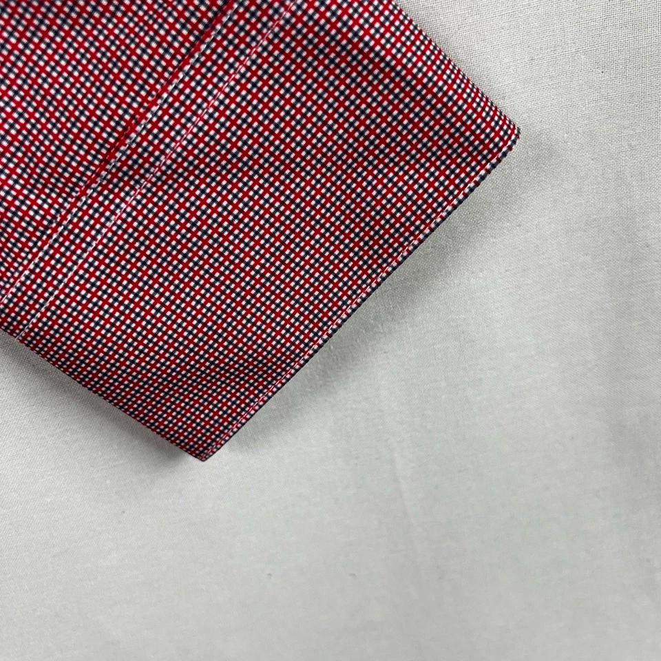 Nautica Super Shirt Mens 14 32-33 Slim Fit Red Plaid Stretch Wrinkle Free NEW - Image 2 of 4