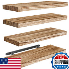 AMADA Floating Shelves Paulownia Wood Wall Shelves for Living Room