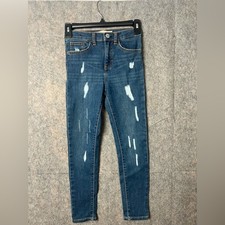 Levis 720 High Rise Super Skinny Girl Size Medium 7/8 Distressed Blue Jeans