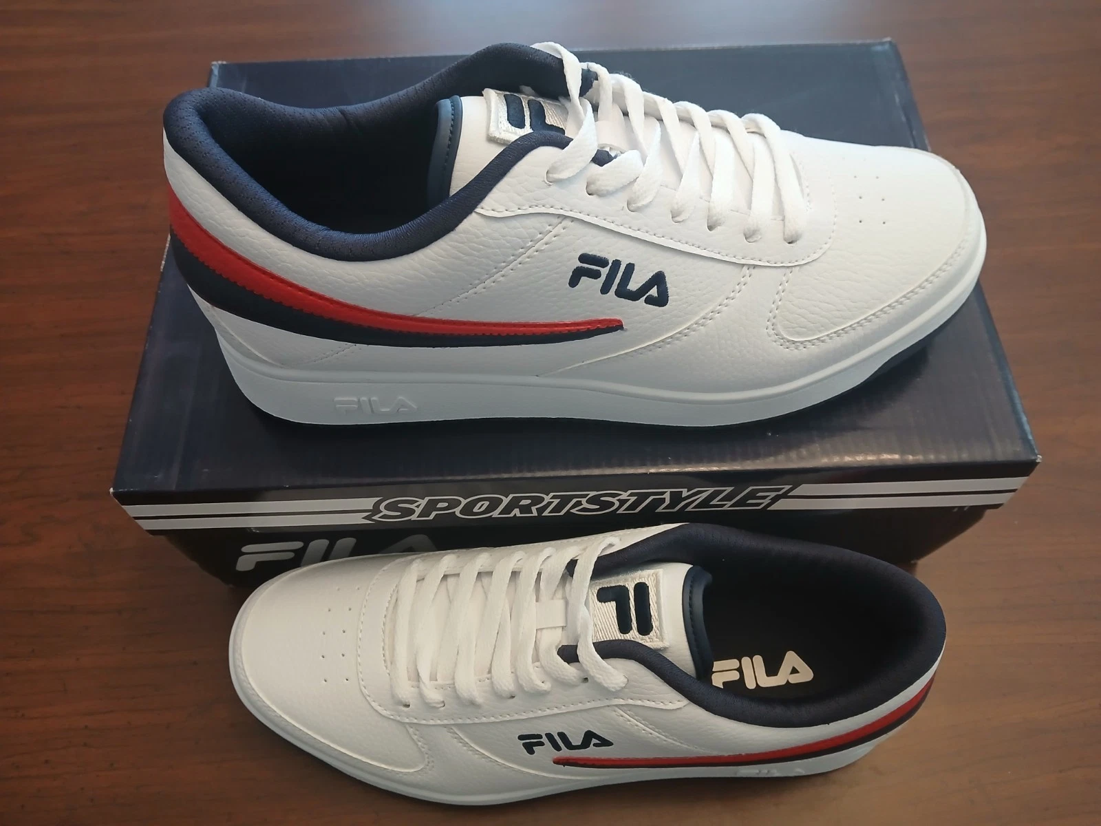 FILA A-LOW MEN'S SHOES 1CM00551-125 NEW IN BOX WHT/NVY/RED