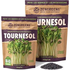 ZenGreens® Graines à Germer Bio Tournesol 200g 500g - Graines Germées Germoir
