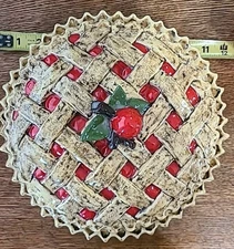 Vintage MCM Cottage Granny Grandma Core Cherry Pie Ceramic Server Dish 12"