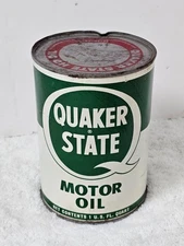 Vintage Quaker State Motor Oil Quart Can – Full Metal 1960s-70s Oil City PA USA
