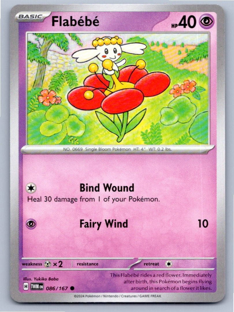 2024 POKEMON FLABEBE TWILIGHT MASQUERADE 086/167 COMMON NM A41422 FREE S&H