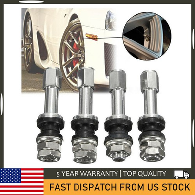 #ad TR48 Bolt On Tire Valve Stem 4Pcs High Pressure Flush W Stem Cap Silver $7.03