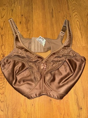 Glamorize Women s Brown Satin Bra Lace Bow Front 38G Comfort 