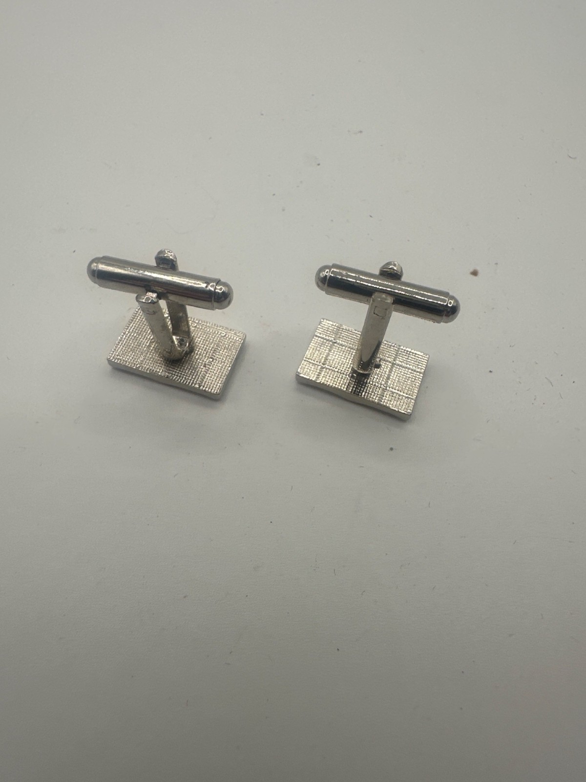 Silver Rectangle Cufflinks With Black Enamel Acce… - image 2