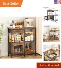 Chic Multi-Purpose Coffee Bar Cabinet with Drawers and Shelves - Espresso Finish