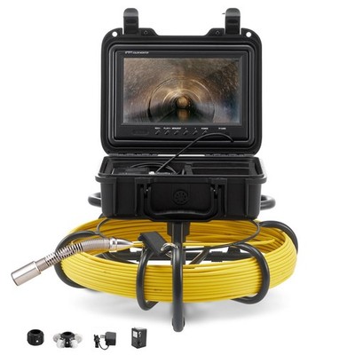 165ft Sewer Pipe Camera IP68 9in Screen 12 LEDs DVR 16GB