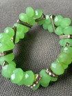 Vintage natural  green  faceted chalcedony and  rhinestone bracelet — photo 5
