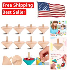 Montessori-Inspired Wood Spinning Tops Set of 12 Encourage Creativity