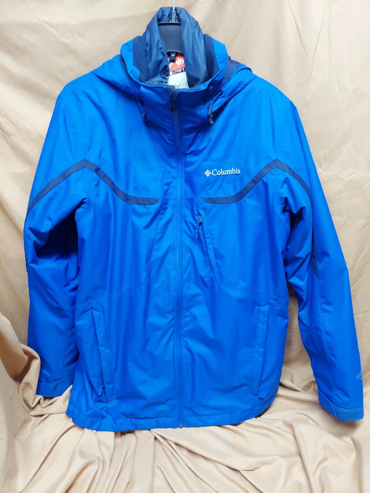 Columbia Jacket Mens M Blue Omni Heat Interchange 3-in-1 Insulated Hooded