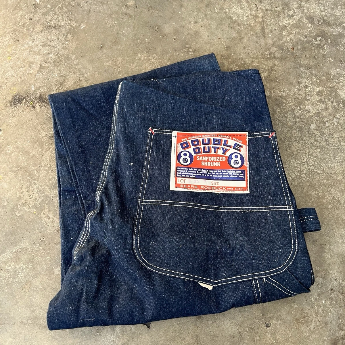 Vintage dead stock double duty Sanforized denim overalls 1940s