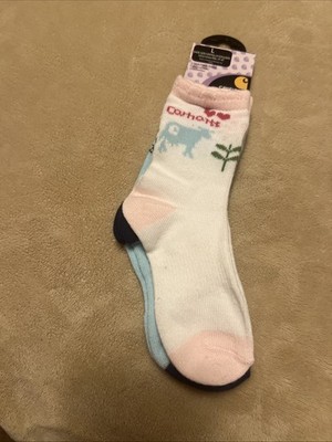 NWT Carhartt Baby Girls Size   L  2-4 Blue/ Pink/ White Socks
