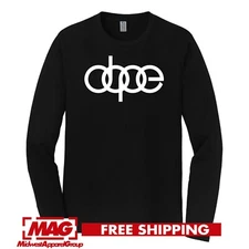 AUDI DOPE LOGO BLACK LONGSLEEVE T-SHIRT Automotive Tee Racing Car Rings Auto R