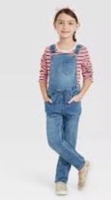 Cat  Jack Overalls Girl  s Soft Light Wash Small Pocket Drawstring NWT S 6/6X