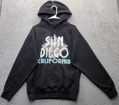 #ad Cotton Heritage Hoodie Mens Large Black San Diego California Drawstring Pullover $17.07