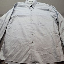 Arrow Dress Shirt Men's 17 34/35 Light Gray Pique Cotton Blend Button Collar XL