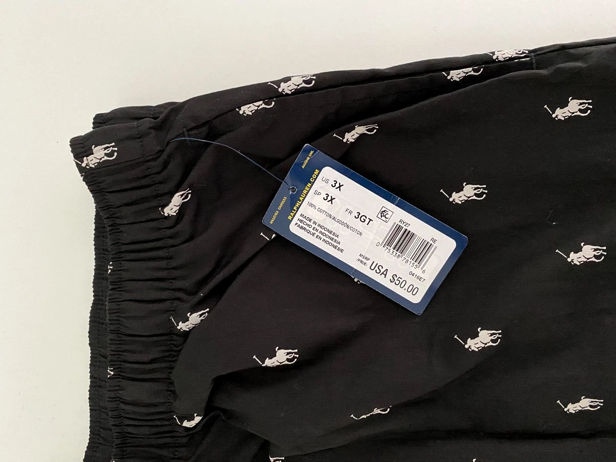 Polo Ralph Lauren Pajama Pants 3X All Over Pony Logo Pockets Drawstring Pull On