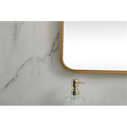 Elegant Decor Evermore 24x24" Soft Corner Square Metal Mirror in Brass - Picture 4 of 7