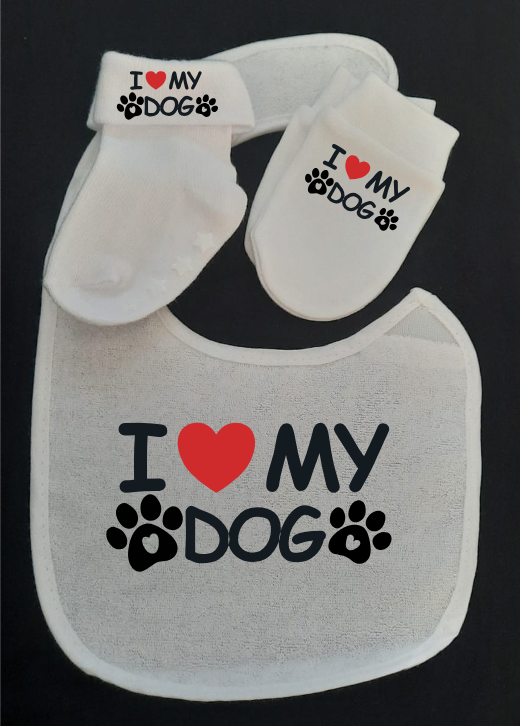 SAOLA I Love PET CAT DOG Famiglia articoli singoli bavaglino calzini guantini festa del papà