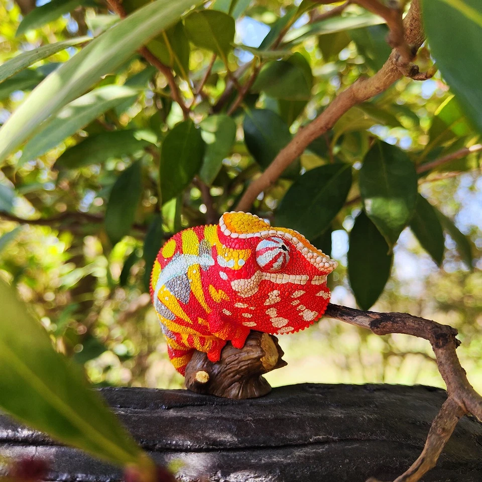 Animal Cuerpo Celestial Furcifer pardalis Andapa Pantera Camaleón Estatua Foto 2 de 4