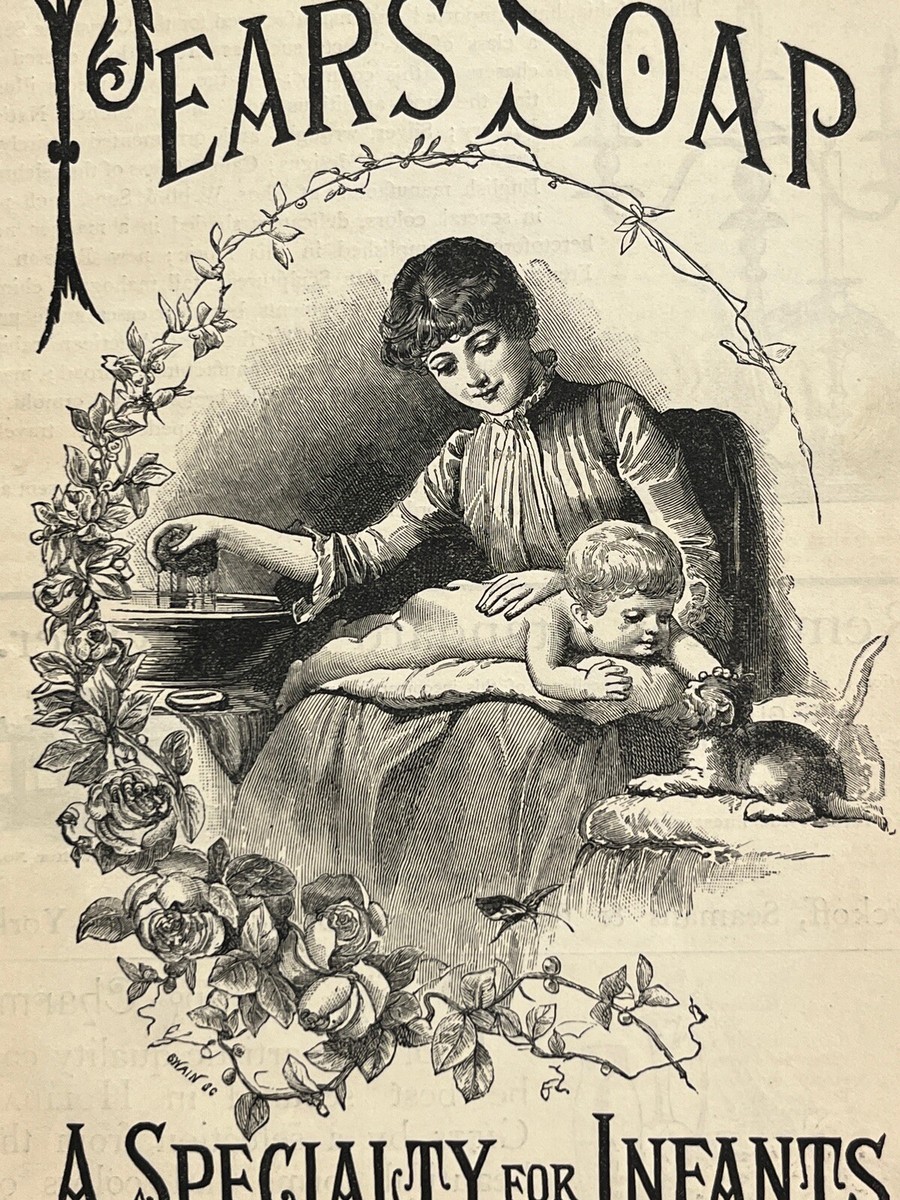 1886 Vintage Print Ad Pears Soap Victorian Mother Baby Art | eBay