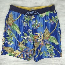 Tommy Hilfiger Swim Trunks Vtg Floral Tropical Hawaiian Sz Med Swimsuit Shorts