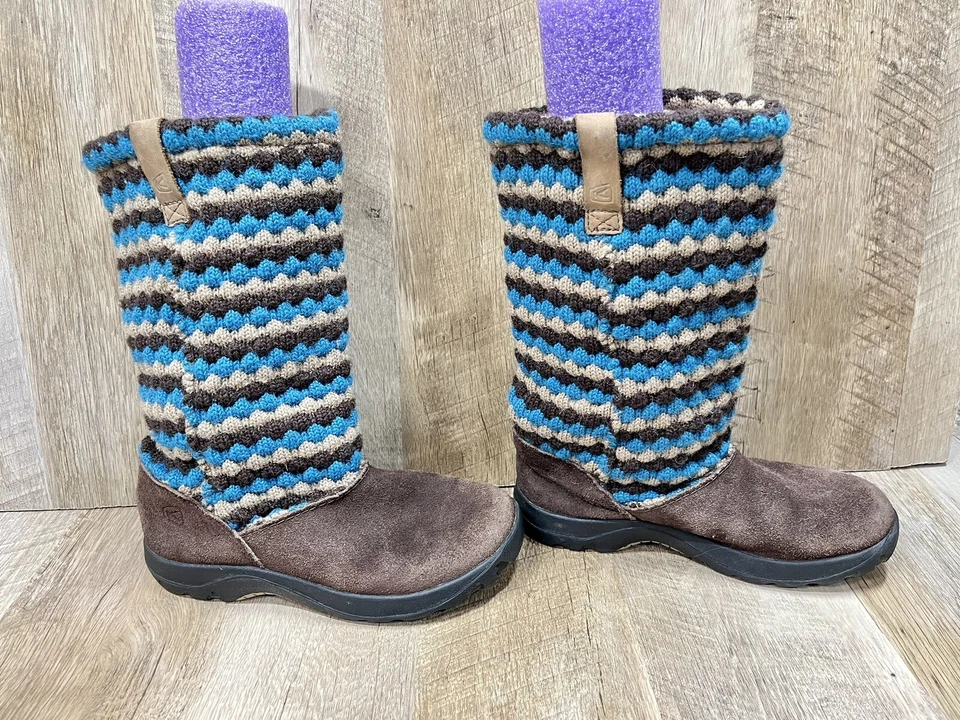 Botas KEEN Niñas Jóvenes 3 Marrón Azul Castaño Rojizo Daphne 9641 Gamuza Tejido Pantorrilla Vellón Foto 3 de 4