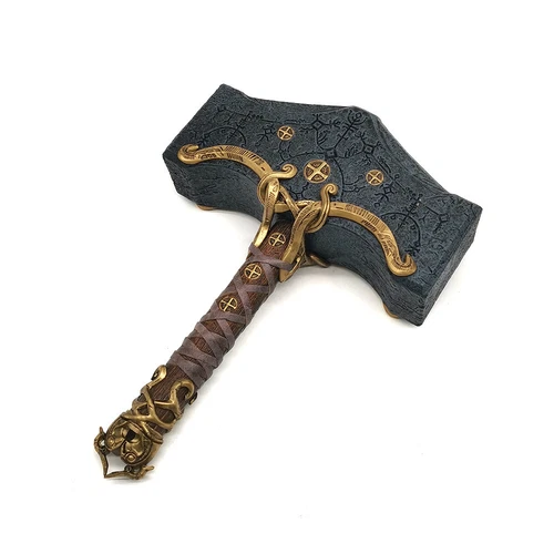 39cm God of War Thor's Hammer Cosplay Props Ragnarok Mjolnir Hammer Model Statue - Picture 10 of 16