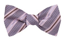 Men's 100 Silk Designer Stripe Self Tie Woven Bowtie- NWT