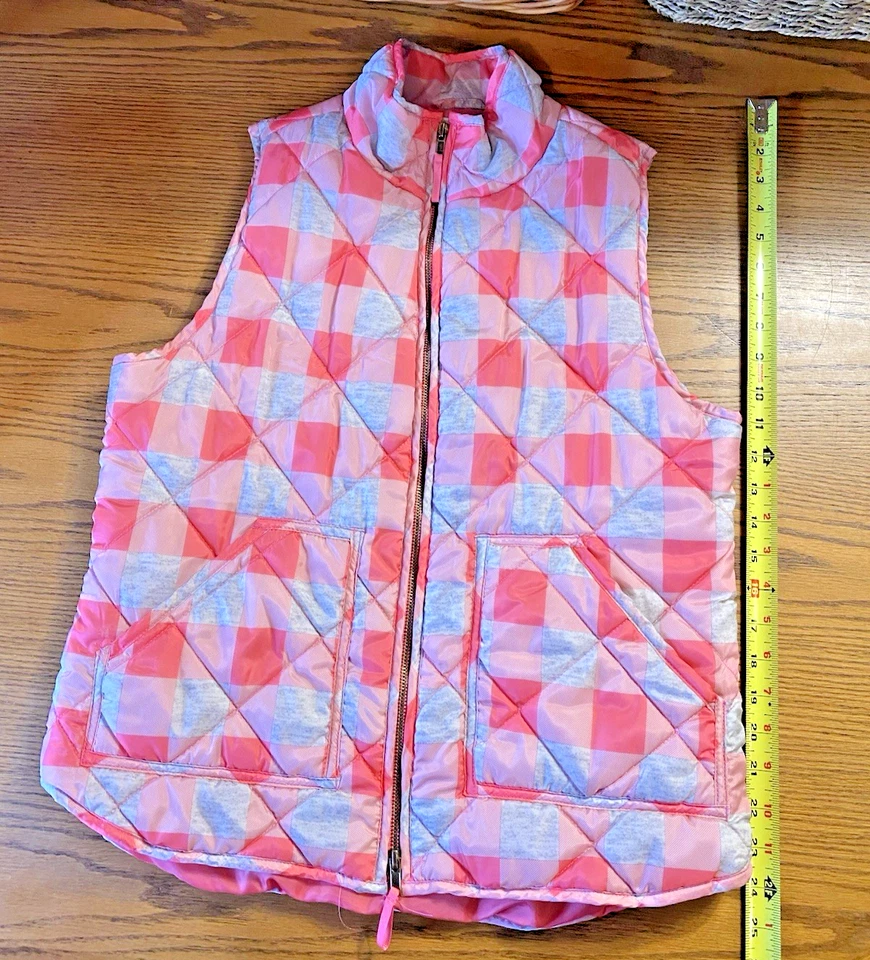 Жилет карибский Joe стеганый розовый серый клетчатый на молнии полиэстер женский размер M - Изображение 4 из 4
