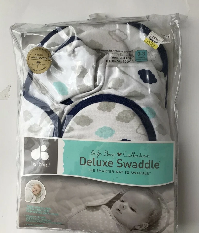  Envoltura de lujo de algodón recién nacido - rosa/búhos o azul/nubes 0-3 meses NUEVO   Foto 4 de 4