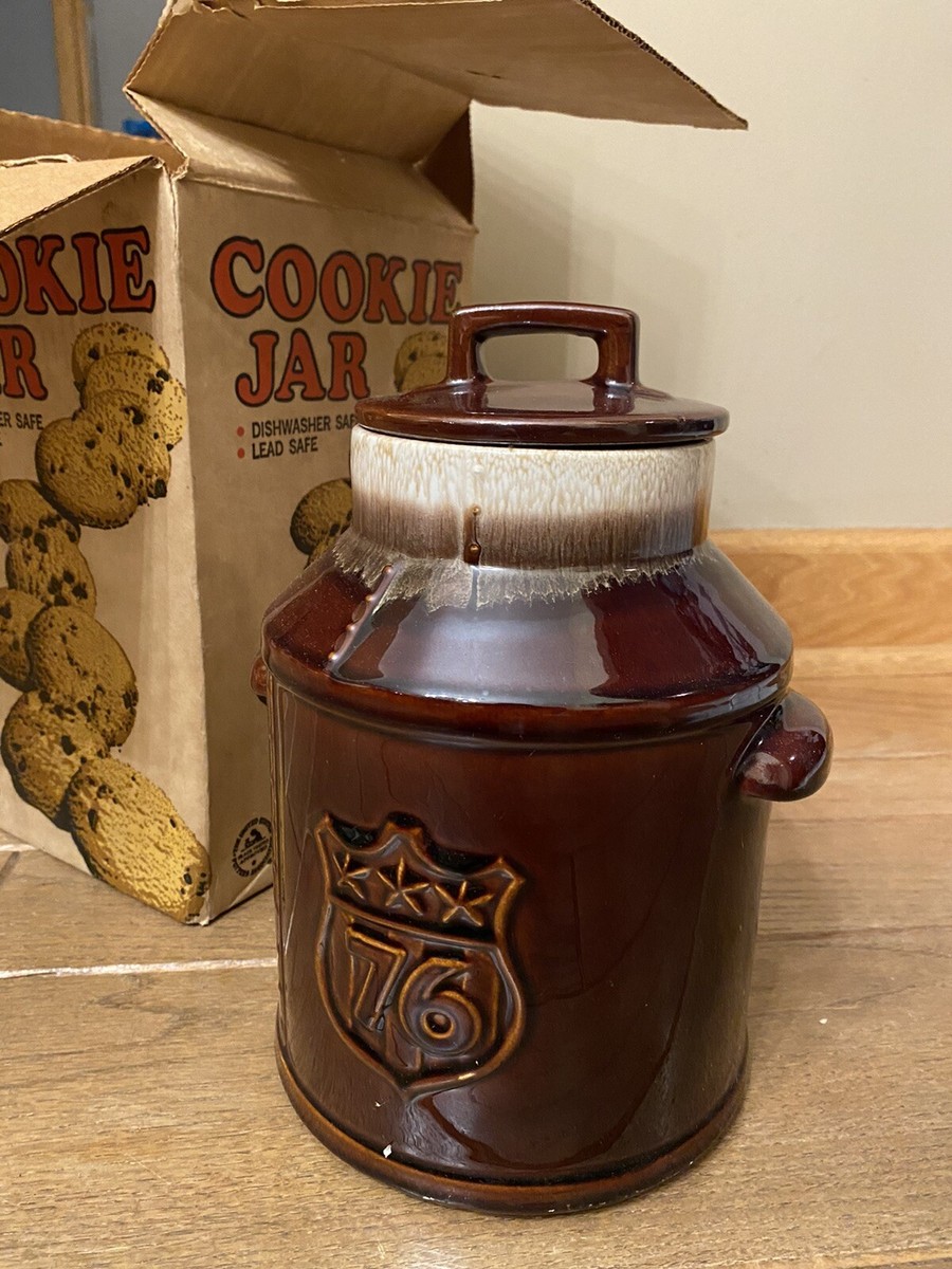 Vintage McCoy Pottery Bicentennial 76 Brown Drip Milk Jug Cookie