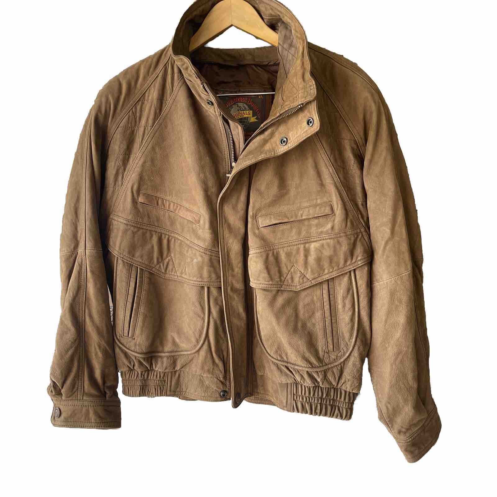 Aviator Leather Bomber Brown Jacket Coat VGT Wilson's Adventure Bound Size M