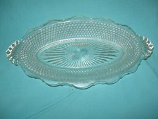  VINTAGE Clear Pressed Glass Dish,with Handles