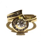 GIA 14k yellow gold .70ct round diamond engagement wedding band ring set 5.7g  — photo 2