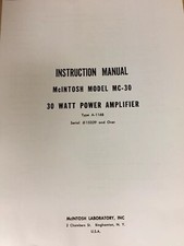 McIntosh Schematic & Instruction Manuals - Model MC-30