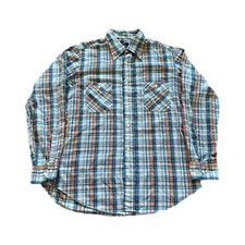 Vintage Levi's Shirt Mens L Movin' On Plaid Button Up Western 80s Cotton