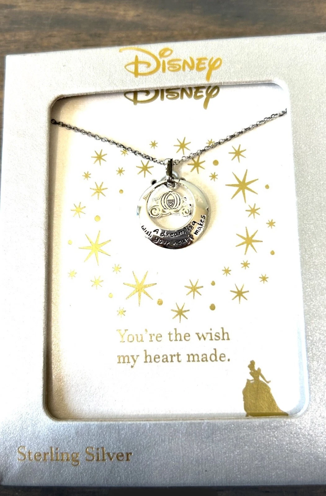 Collana Coach Cenerentola in argento sterling Disney nuova