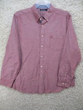 Nautica Shirt Mens XL Red Button Up Long Sleeve Chest Pocket Collared Cotton